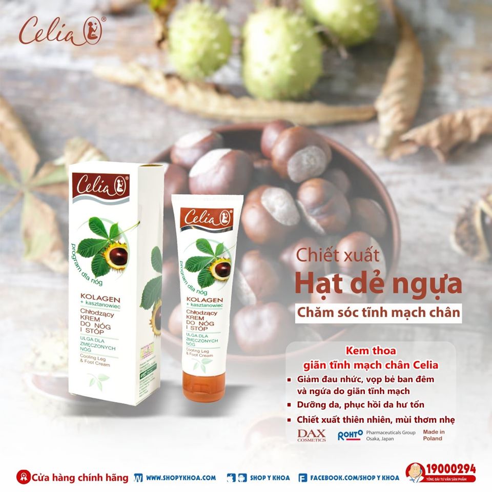[DATE 12.2027] Kem chăm sóc chân Celia, chiết xuất hạt dẻ ngựa và collagen 100ml, Made in Poland