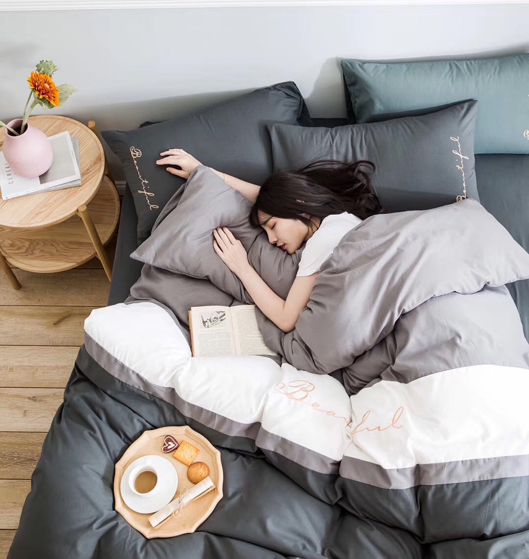 Bộ Chăn Ga Gối Cao Cấp Cotton TiCi phối (1 bộ gồm 1 ga 2 vỏ gối 1 vỏ chăn có khóa kéo)
