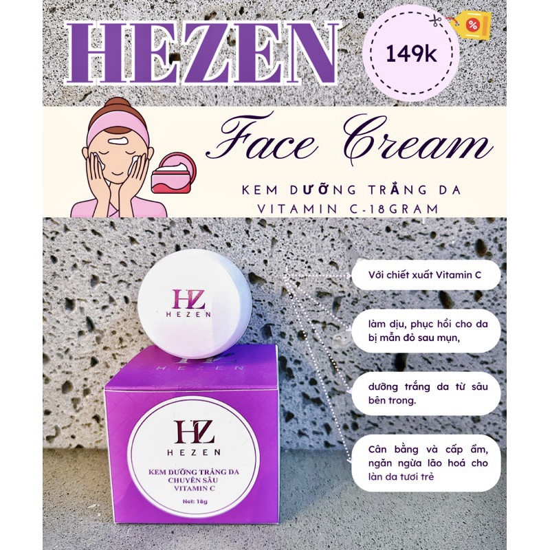 KEM HEZEN DƯỠNG TRẮNG CHỐNG ĐỎ DA CHUYÊN SÂU VITAMIN C 18GR