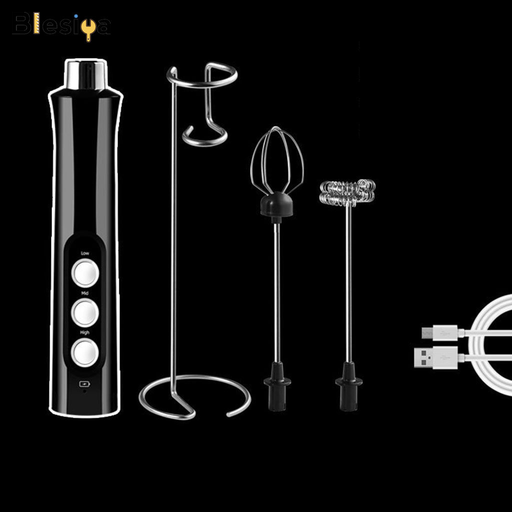 Blesiya Wireless Milk Frother USB Charging Hand Blender Foam Maker Mixer Frappe Egg