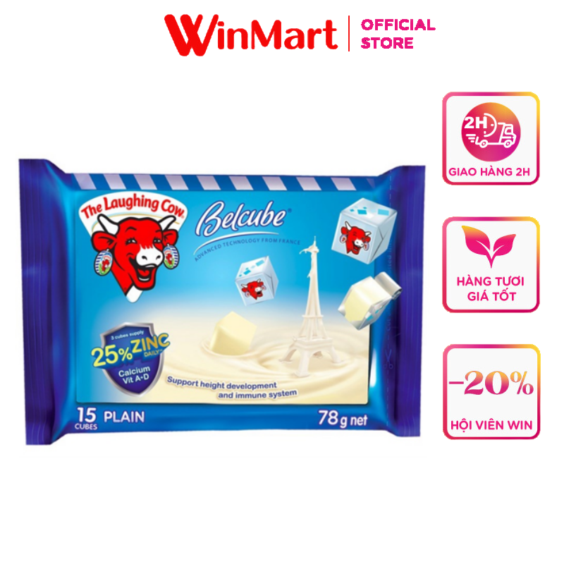 [Siêu thị WinMart] - Phô mai vuông Belcube vị sữa gói 78g