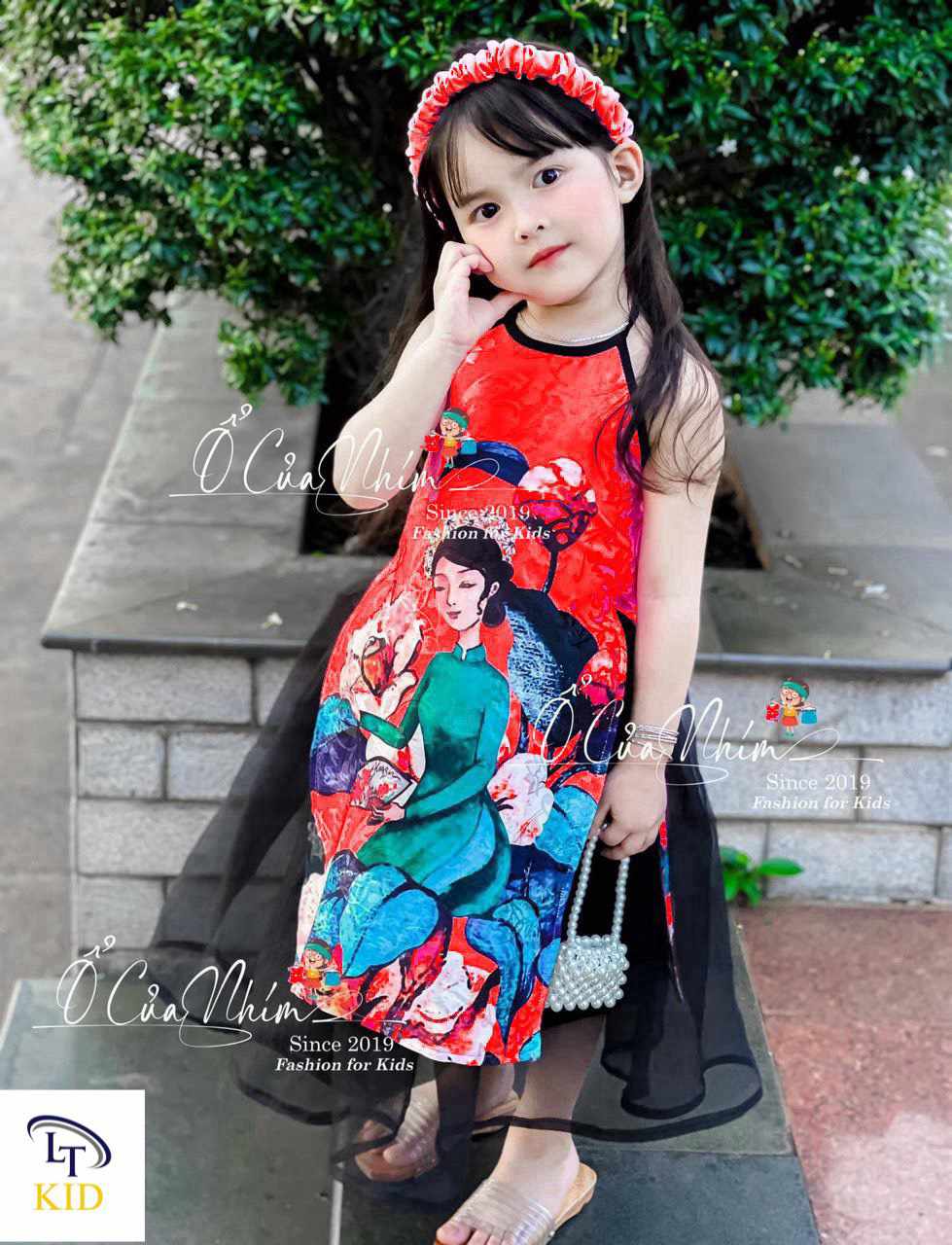 Áo dài cổ yếm kèm bờm cho bé 10-30kg