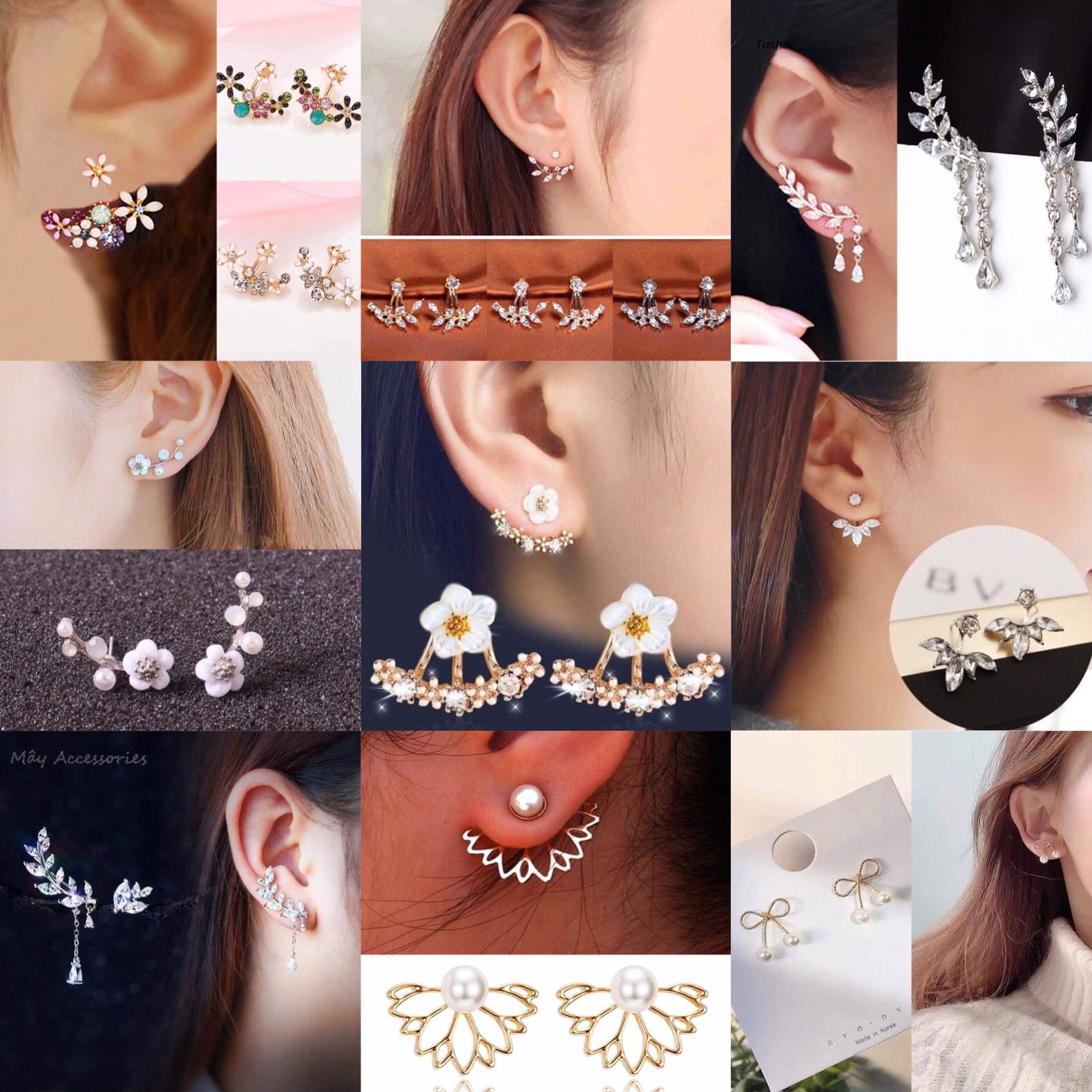 Bông tai thiết kế quý phái form dáng Hậu Duệ mặt trời phong cách Hàn siêu sang chảnh - Có 9 loại - Rẻ sập sàn Lazada - Mẫu HOT Khuyên tai, bông tai, phụ kiện trang sức nữ Hàn quốc giá rẻ