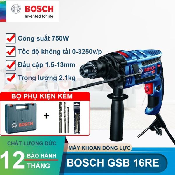 Máy khoan động lực Bosch GSB 16RE 750W (Xanh đen) Tặng 3 mũi khoan 6/8/10mm