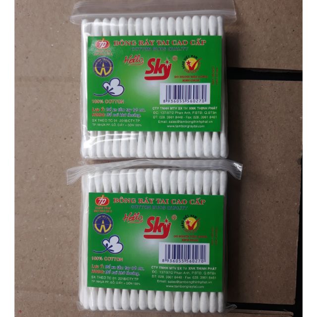 Bịch bông ráy tai cao cấp gỗ Sky
