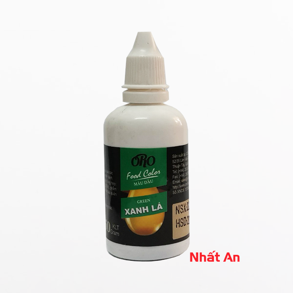 Màu dầu thực phẩm xanh lá oro 50gr