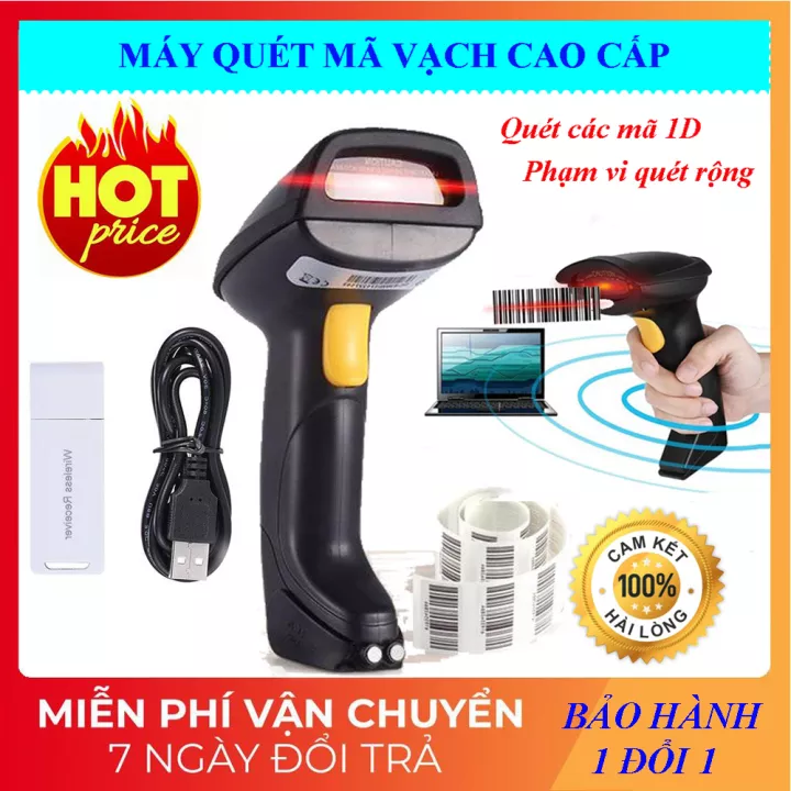 Máy quét mã vạch Qrcode, Đầu đọc mã vạch Barcode Qrcode dùng trên máy tính, Máy bắn mã vạch không dây kết nối Bluetooth/ USB/ Có dây dùng trên Máy tính