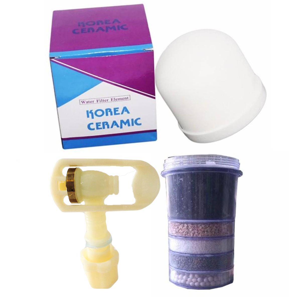 Combo lõi lọc 5 tầng nấm sứ và vòi cho bình lọc nước.