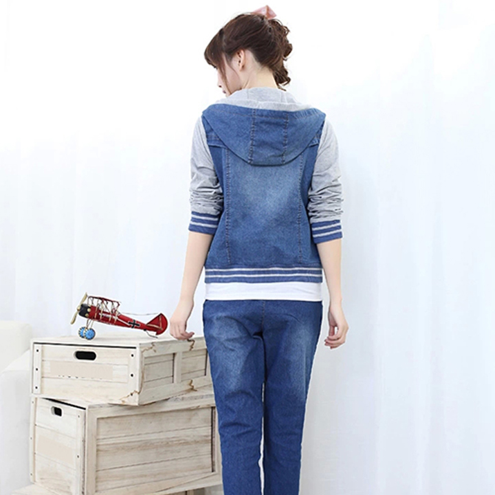 Áo khoác jean denim có nón cổ