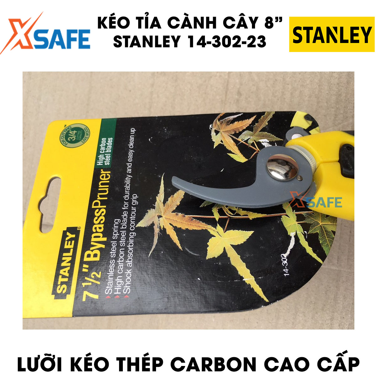 Scissors pruning shears bough 8 inch Stanley 14-302-23 200mm. Scissors pruning shears bough Stanley handy, blade carbon steel scissors sharp and tough, handle with spring power-assisted and plastic wrap light smoothness-distribution genuine xsafe