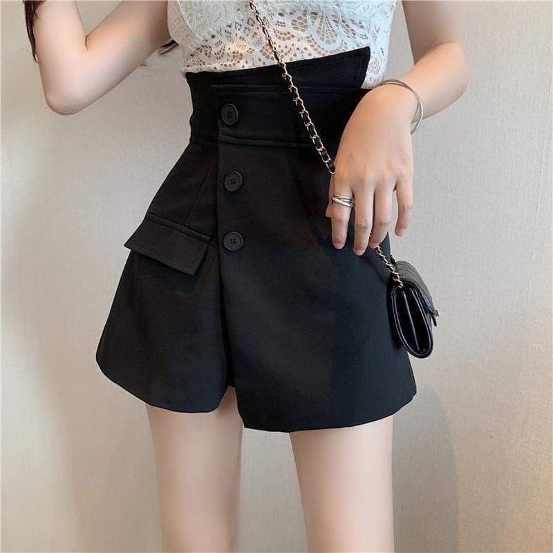 Quần Giả Váy Nữ, Sooc Cạp Lệch Vạt Chéo Eo Cao Trần Chỉ Nổi  HOT HIT