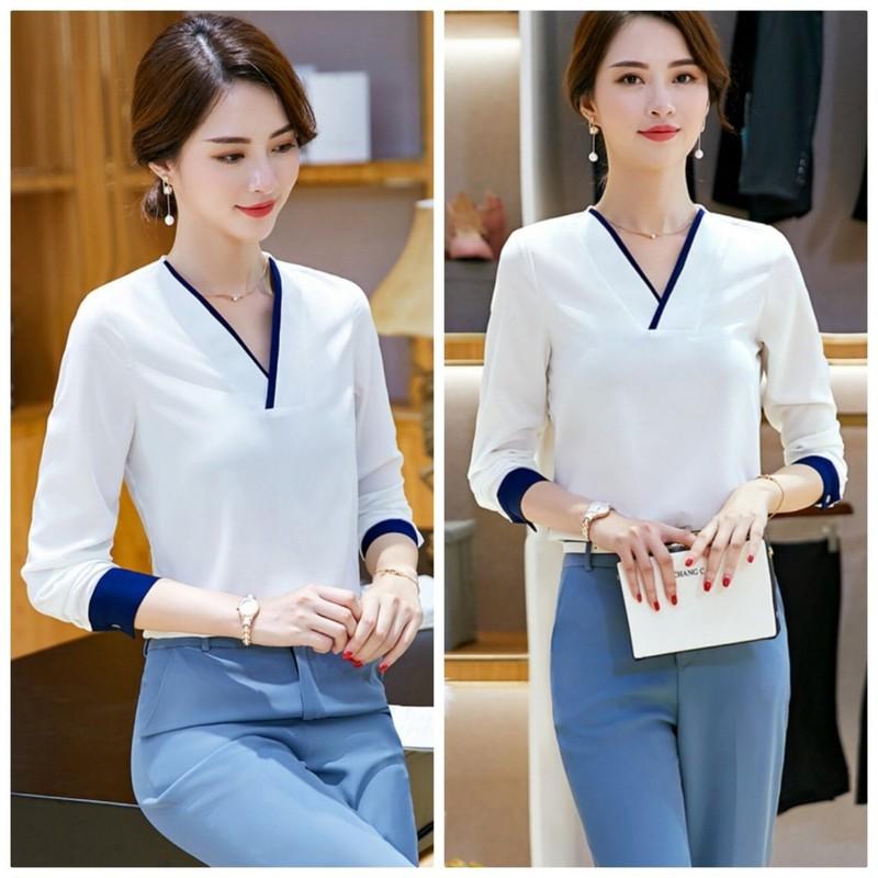 ]Áo sơ mi cổ V viền màu sang trọng  BEYEU1688 - BY6308