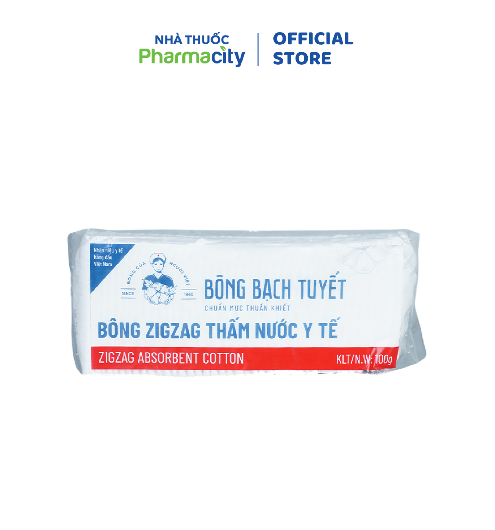 Bông y tế thấm nước zigzag Bạch Tuyết (100g)