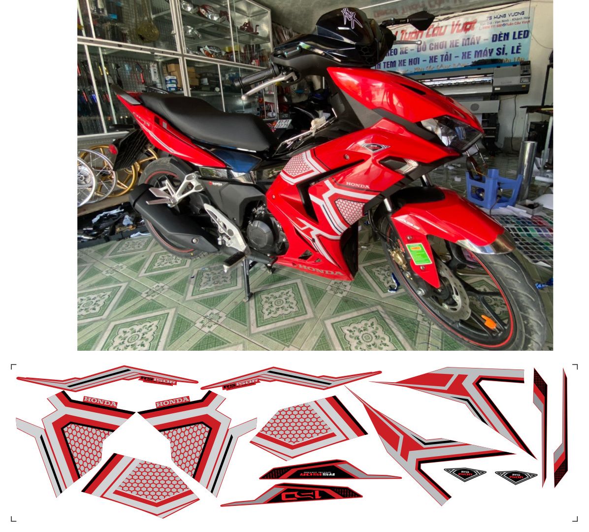 Tem rời winner x v3 2022 đỏ trắng dán xe đỏ