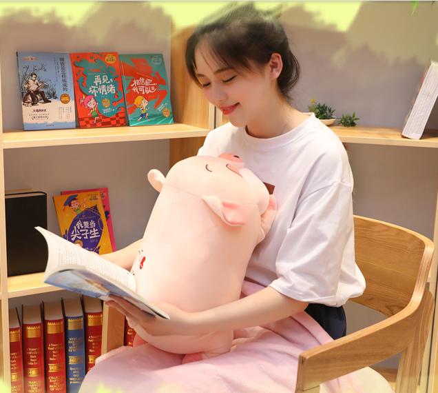 GIẢM GIÁ 50% - Bộ chăn gối 3 trong 1 hình heo buồn ngủ cực xinh xắn cho nam và nữ, chất liệu lông tuyết mềm mại, Bo chan goi 3 trong 1 hinh heo xinh xan cho nam va nu, chat lieu long tuyet mem mai