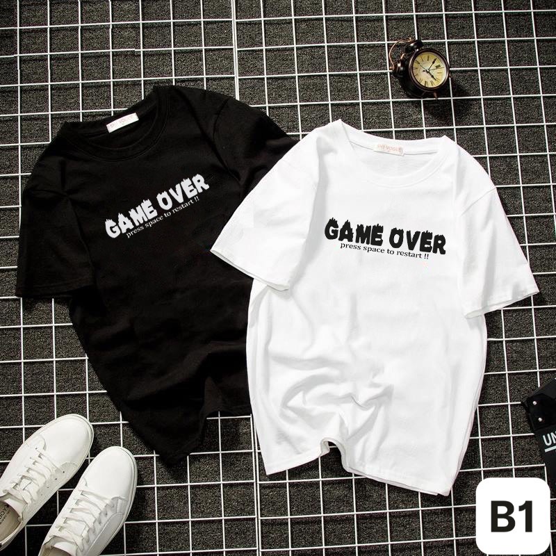 Áo thun nam nữ form rộng unisex kiểu chữ game over đẹp