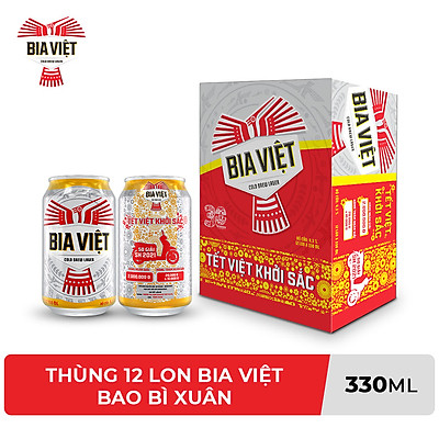 Thùng 12 Lon Bia Việt 330ml/lon