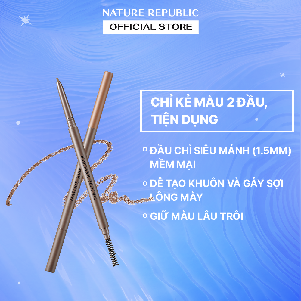 (date t1/2025)Nature Republic Chì kẻ mày Botanical Micro Slim Brow Pencil 0.08g