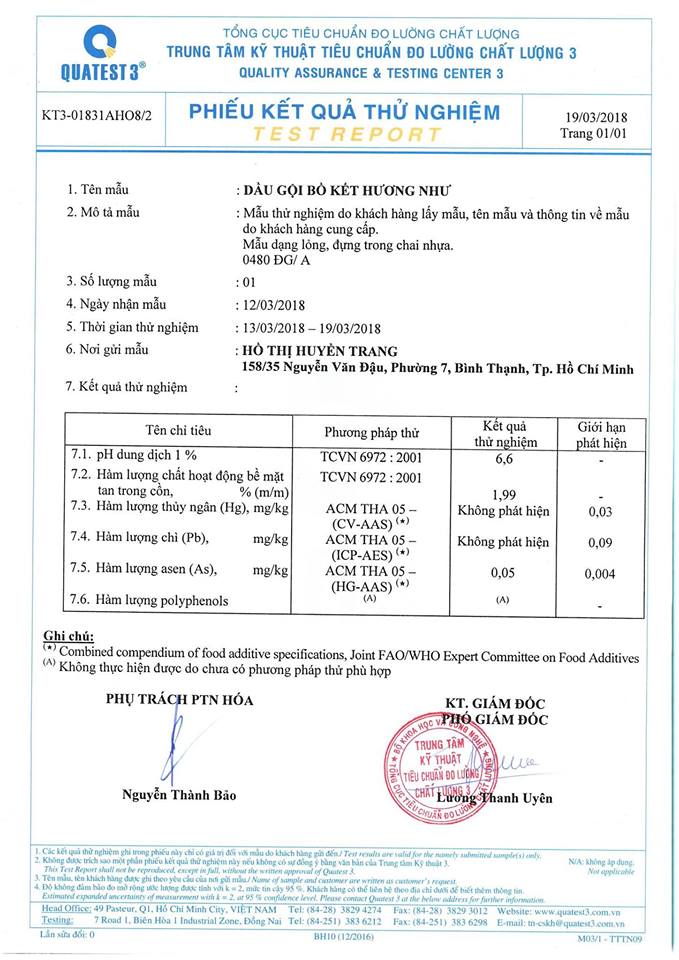 Dầu gội thảo dược Hương Như 250ml (tóc nhuộm màu)