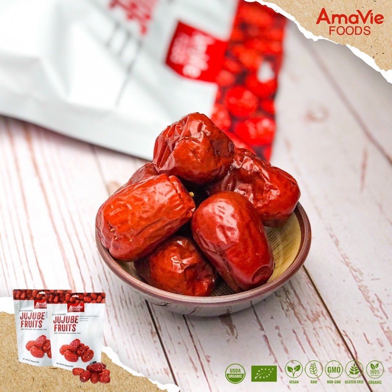Táo đỏ - kỉ tử (kỷ tử) hữu cơ size to Amavie Food