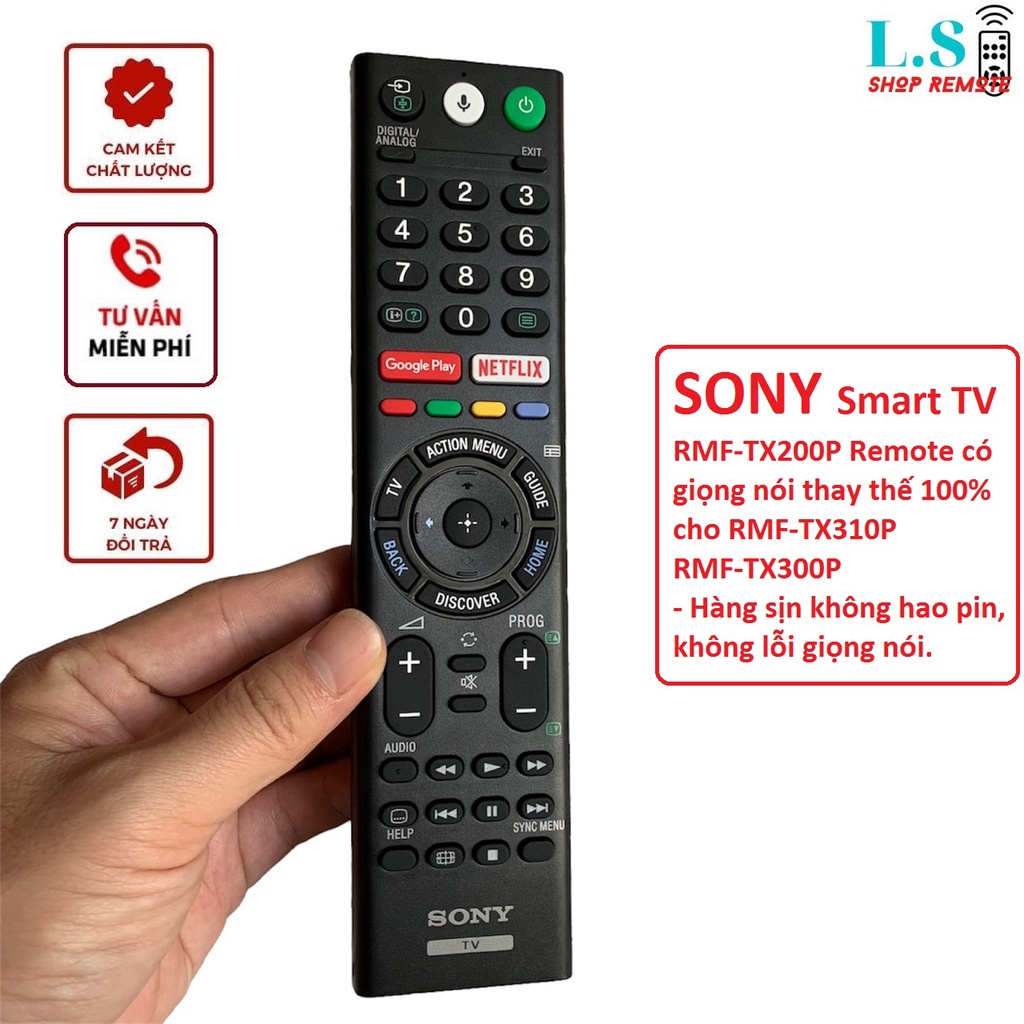 Điều khiển tivi sony giọng nói rmf-tx200p thay thế 100 cho rmf-tx300p, tx310p remote tv sony 43x8000 55inh, mót