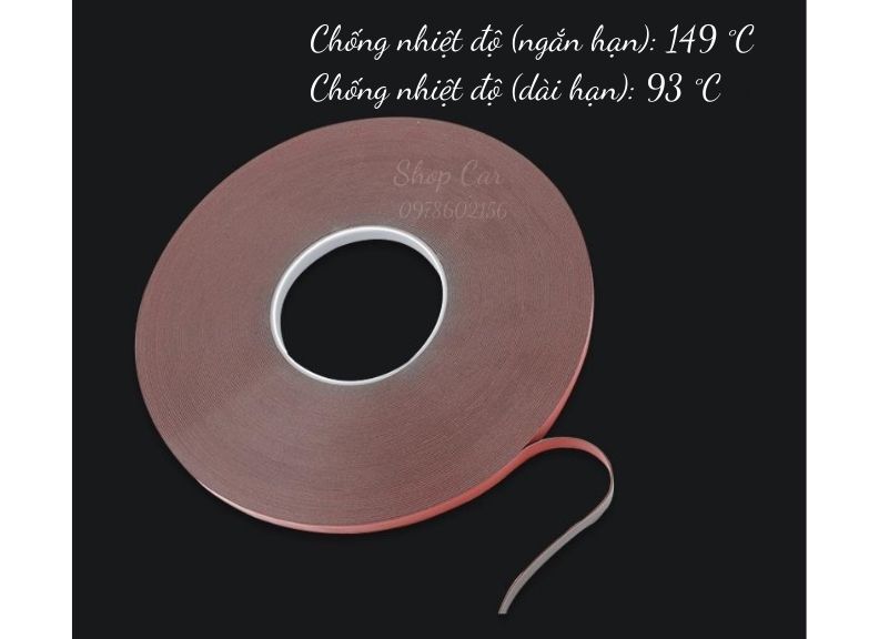 Cuộn băng dính 2 mặt cường lực 3m rộng 10mm,dài 30 mét
