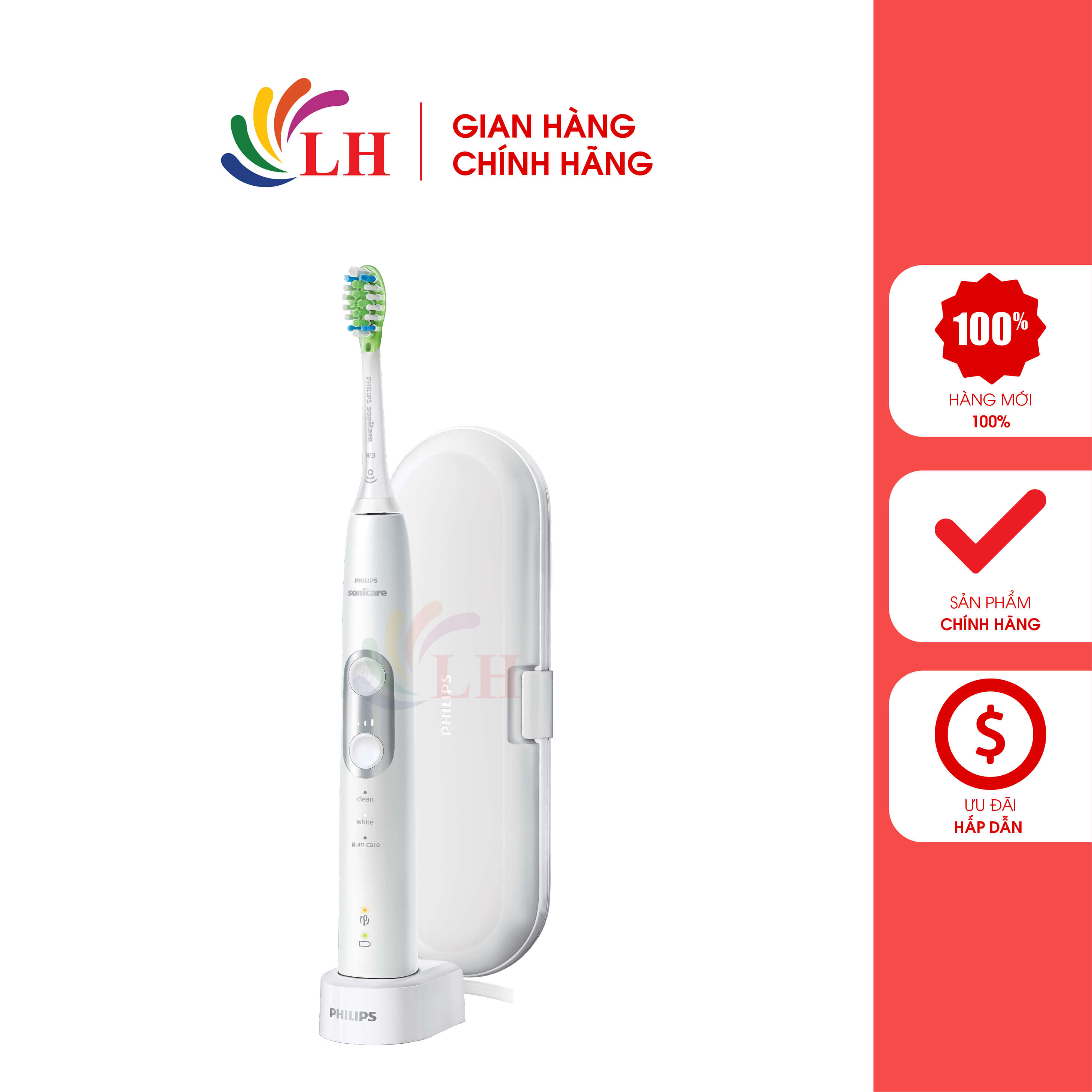 Bàn chải điện Philips Sonicare 6100 ProtectiveClean - Thiết kế thân bàn chải nhỏ gọn và dễ cầm nắm và khả năng kháng nước