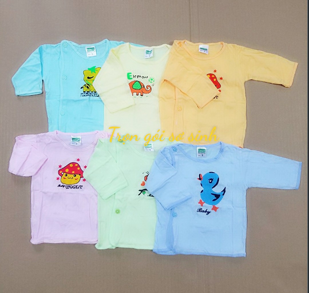 Combo 5 áo sơ sinh màu tay dài chất cotton