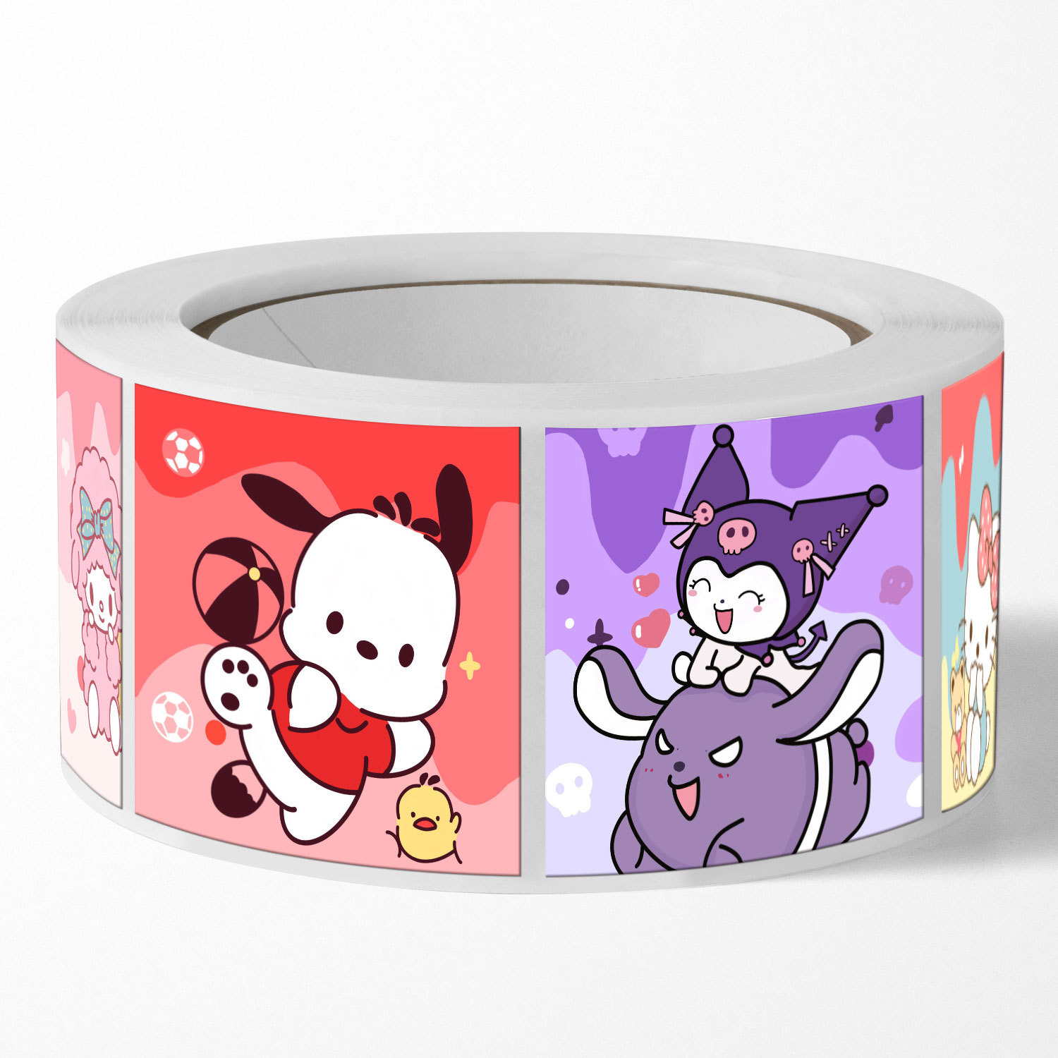 Cuộn 500 tem Sticker vuông Sanrio dễ thương - 2cm