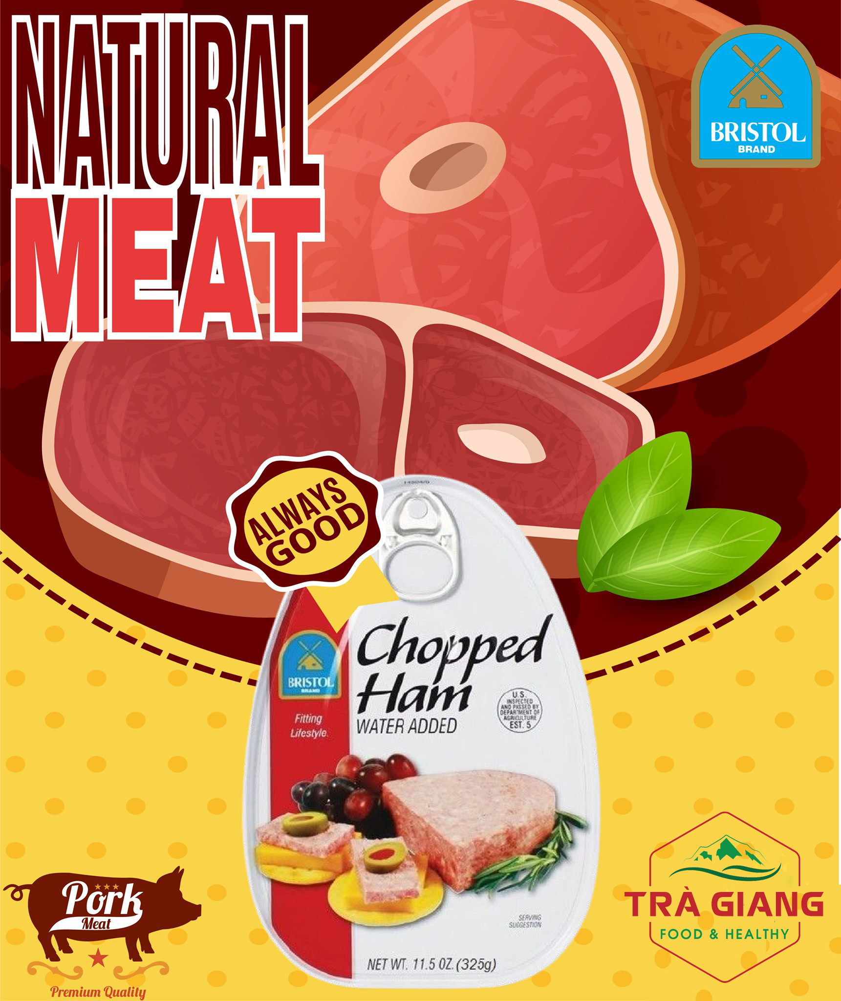 Thịt hộp xắt nhỏ Chopped Ham Bristol 325g