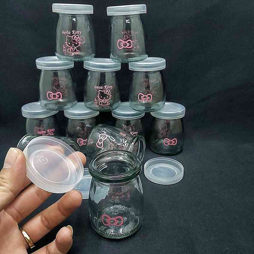 Hũ Thủy Tinh Đựng Sữa Chua 100ML (combo 12 cái) trụ tròn in logo - nắp nhựa – Hủ Yaourt Thủy Tinh - Lọ Đựng Sữa Chua - Hũ Thủy Tinh 100ML