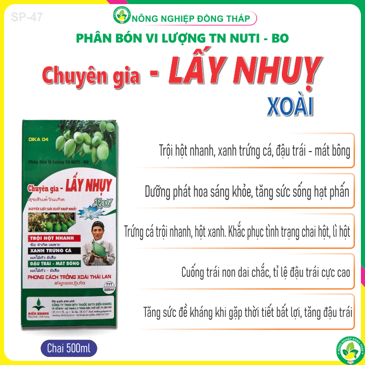 Phân Bón Vi Lượng TN NUTI-BO Chuyên Gia LẤY NHỤY Xoài (chai 500ml)