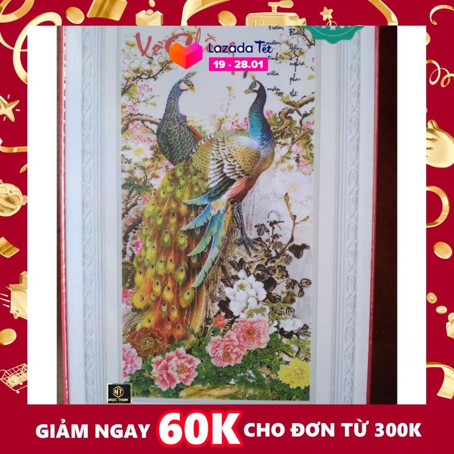 TRANH ĐÍNH ĐÁ VỢ CHỒNG ĐÔI CÔNG KÍCH THƯỚC 80X50CM