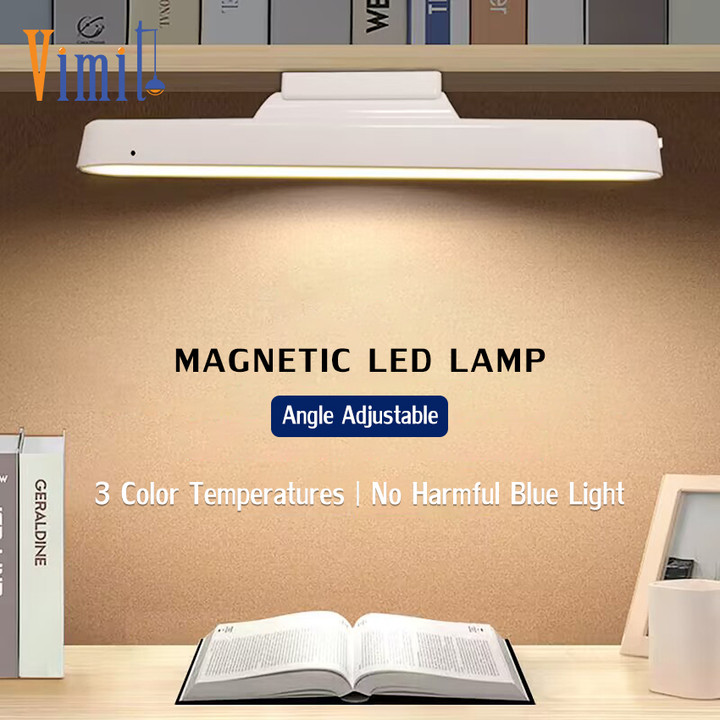 Vimite 3 Colors Wireless Desk Lamp With Remote Control USB Rechargeable Touch Reading Table Light With Angle Adjustment Plate Dimmable Eye Protection Bar Night Lamp for Room Wall Bedroom Dormitory Under Cabinet Lighting