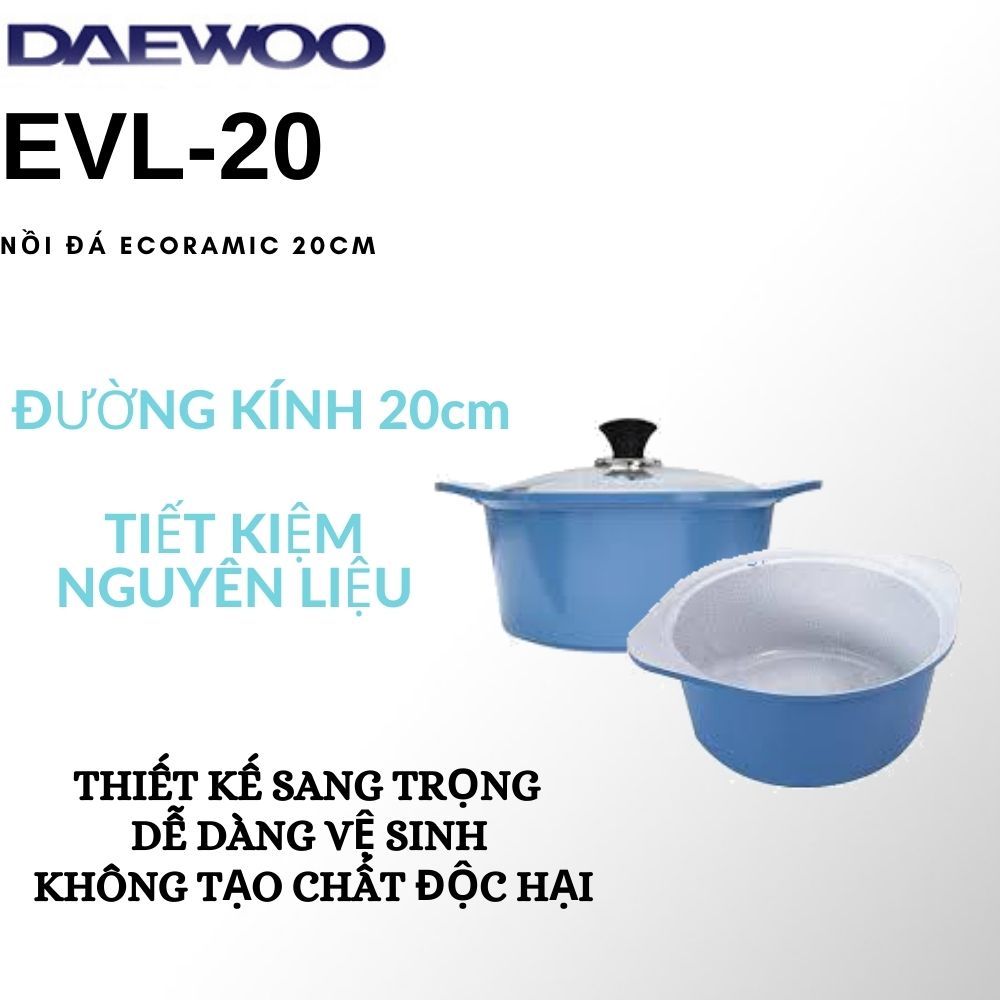 Nồi đá Ecoramic EVL-20 (size 20) Màu xanh - Hàng chính hãng