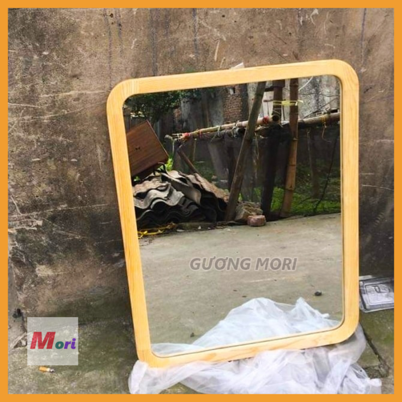 (Size 40x60 cm) Gương Hình Chữ Nhật Viền Gỗ Sồi Tự Nhiên