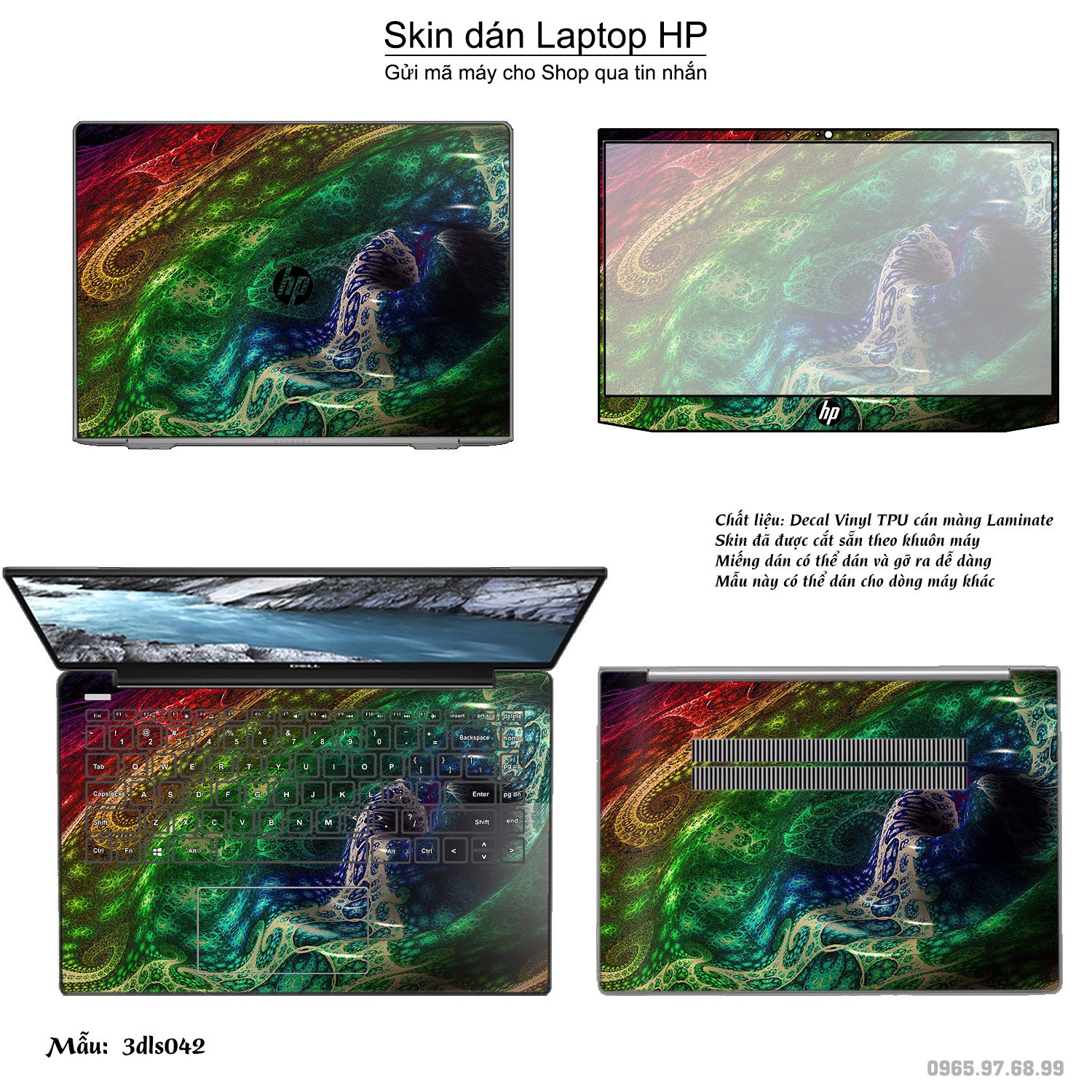 Decal Skin dán Laptop HP mẫu 3D họa tiết
