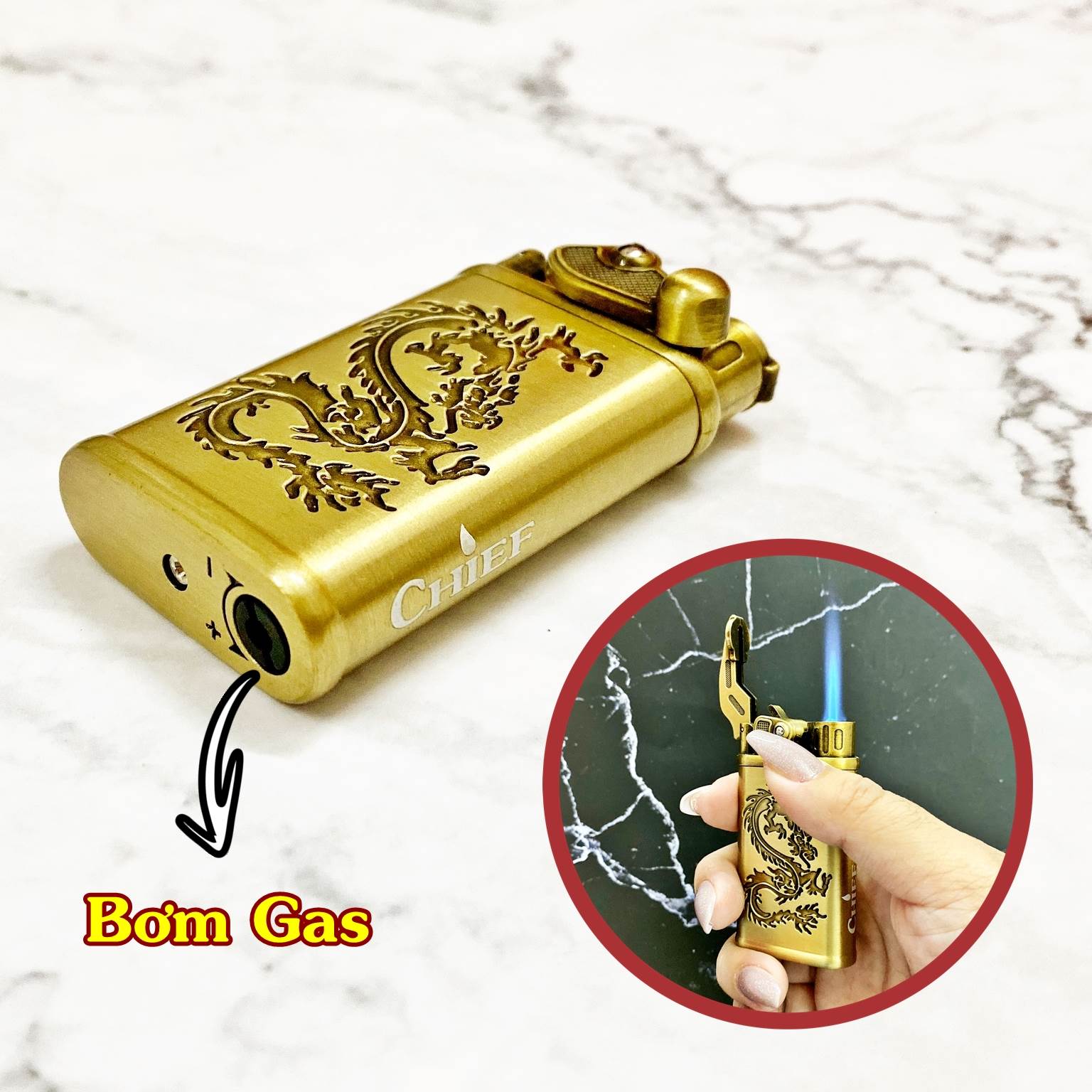 bật lửa CF020 chief quan công búng tay đánh lửa - xài gas
