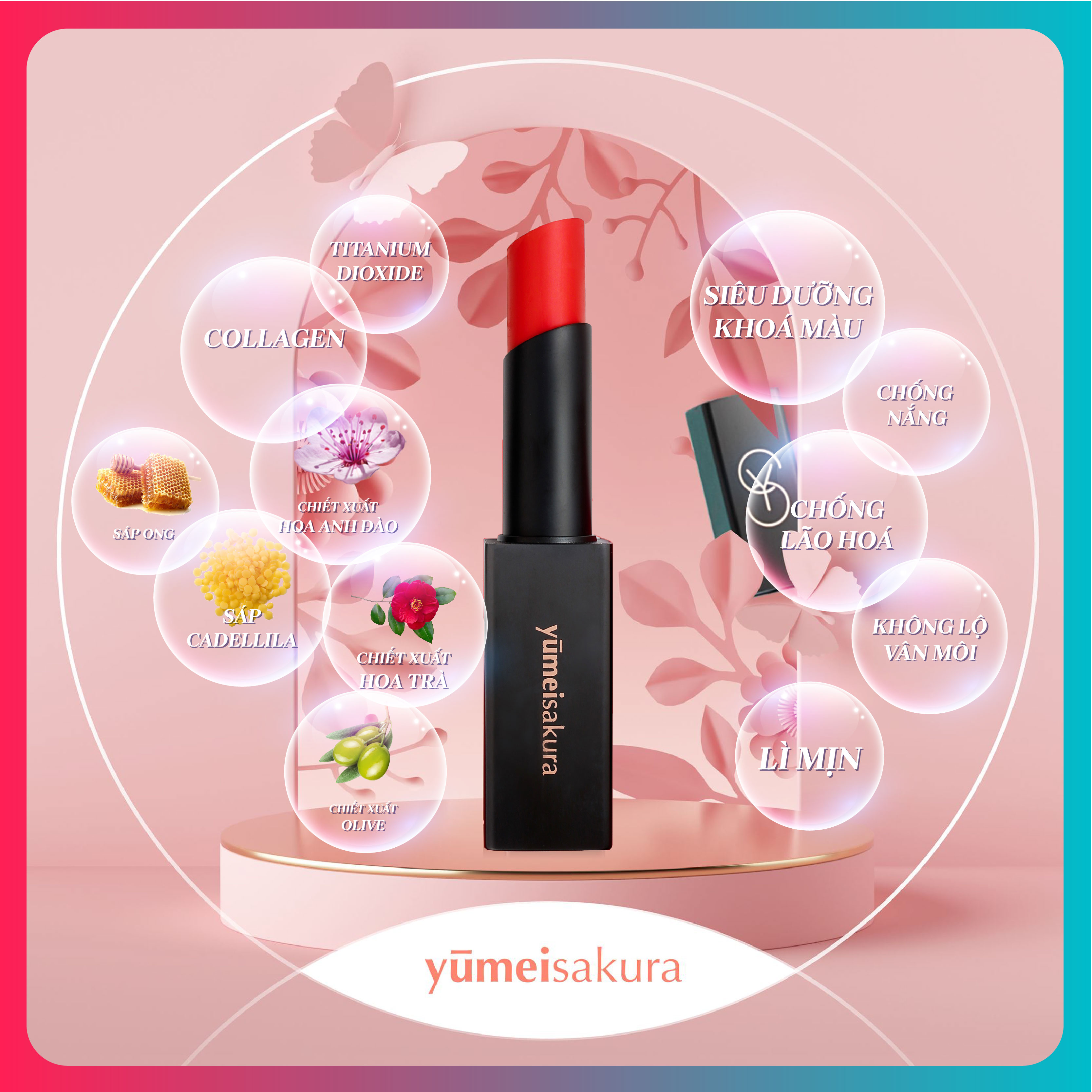 Son Thỏi Lì Yumeisakura - Đỏ Cam - YM07