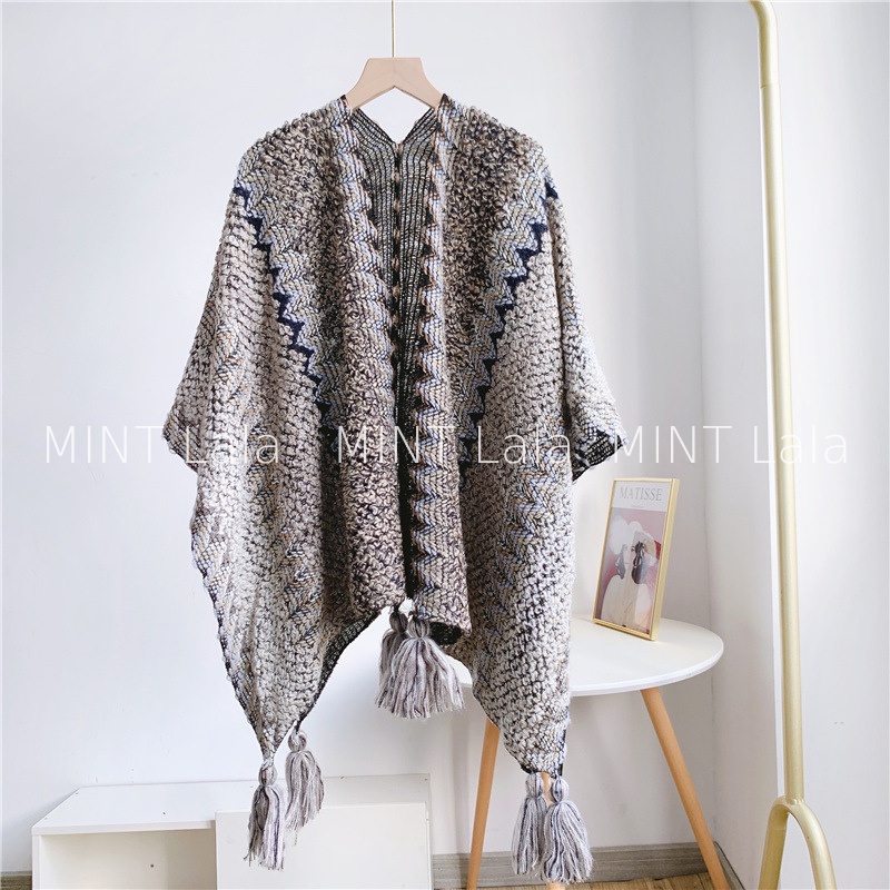 Khăn áo choàng boho du lịch họa tiết thổ cẩm sợi dệt đẹp