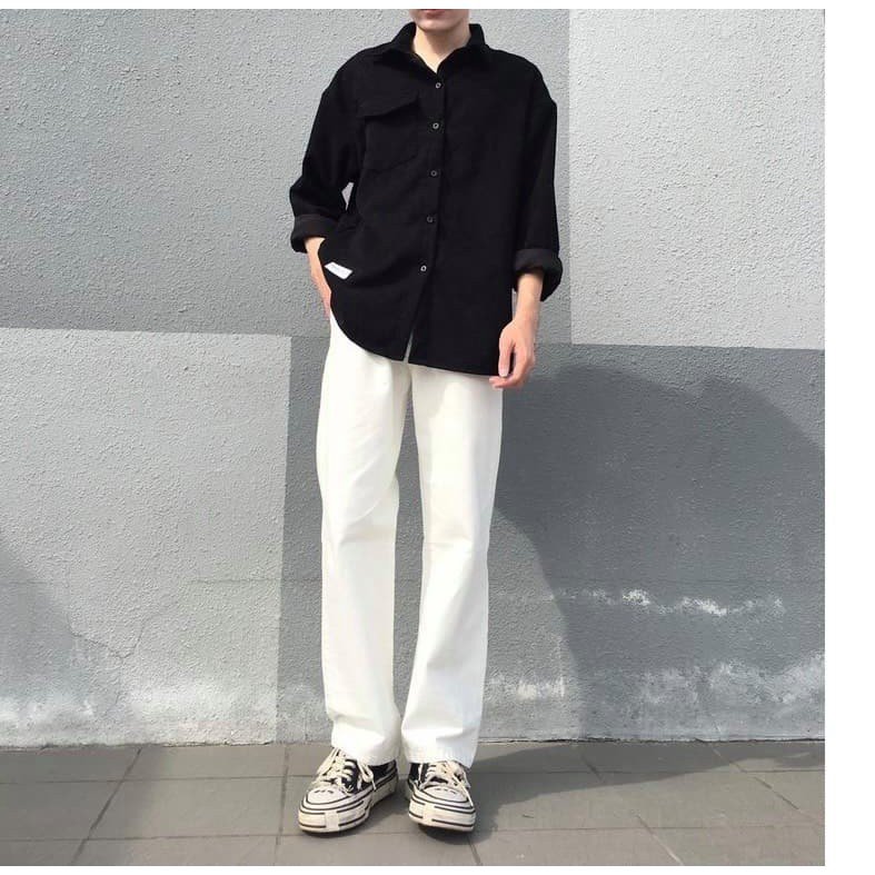 Quần baggy nam trắng