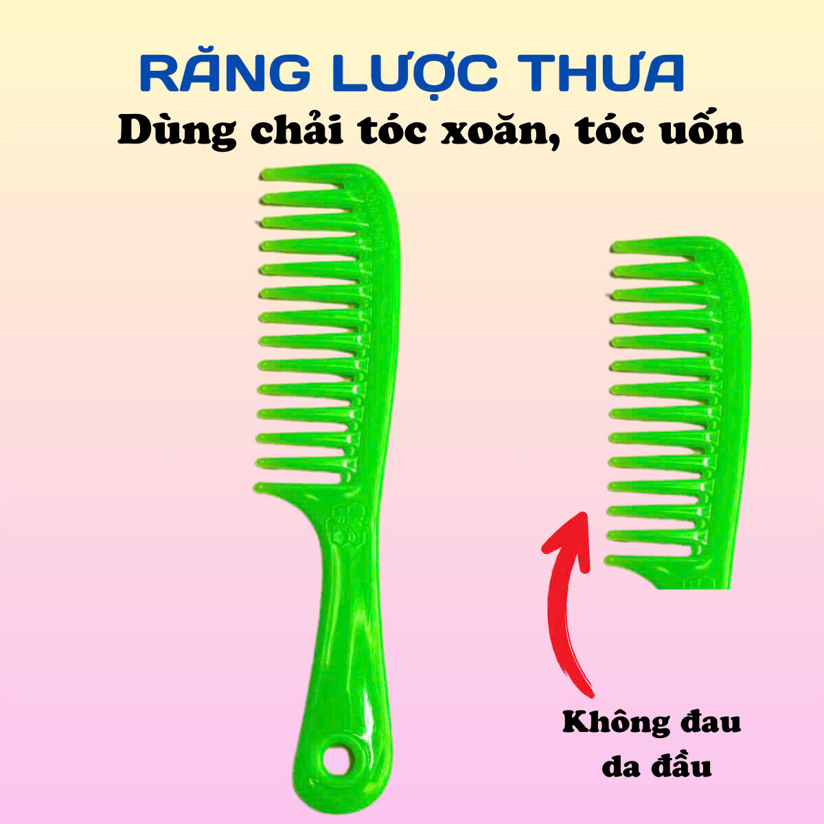 Set 2 Lược răng thưa - lược xù chải tóc xoăn Vĩnh Phước