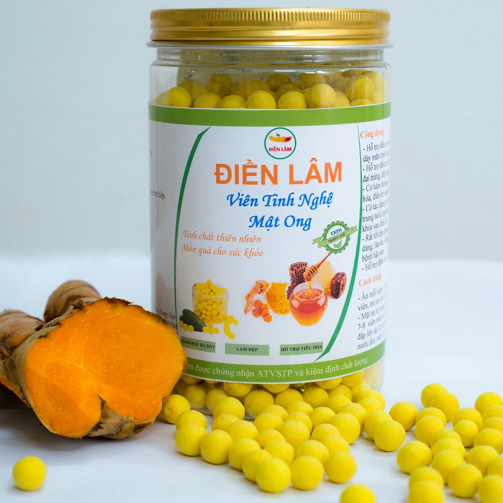 200gr[DÙNG THỬ] [Thương Hiệu Uy Tín] Viên Tinh Bột Nghệ Mật Ong Điền Lâm khắc tinh của dạ dày, đại tràng, tiêu hóa kém, béo phì