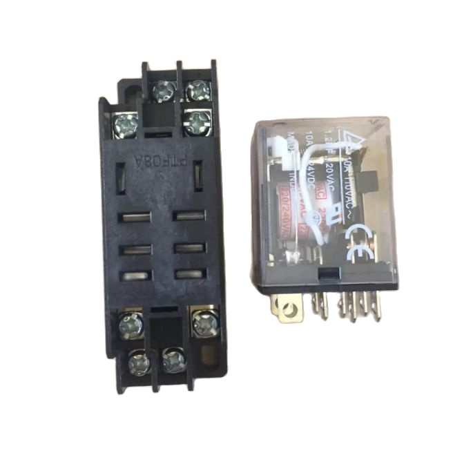 Rơ le trung gian 8 chân 220v 10A bao gồm đế