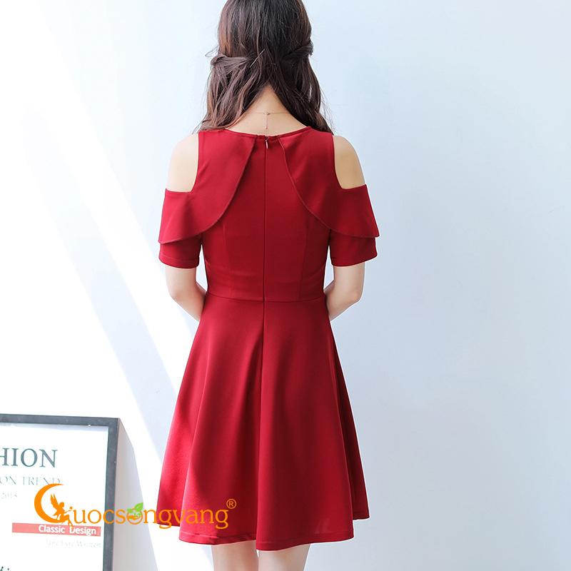 Váy đầm công sở đầm xòe hở vai GLV054