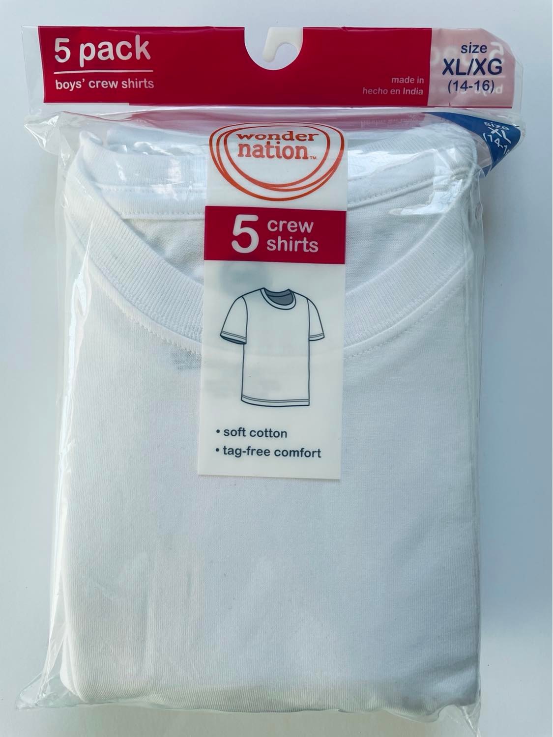 Áo thun trắng wn size xl - pack 5 cái - hàng mỹ