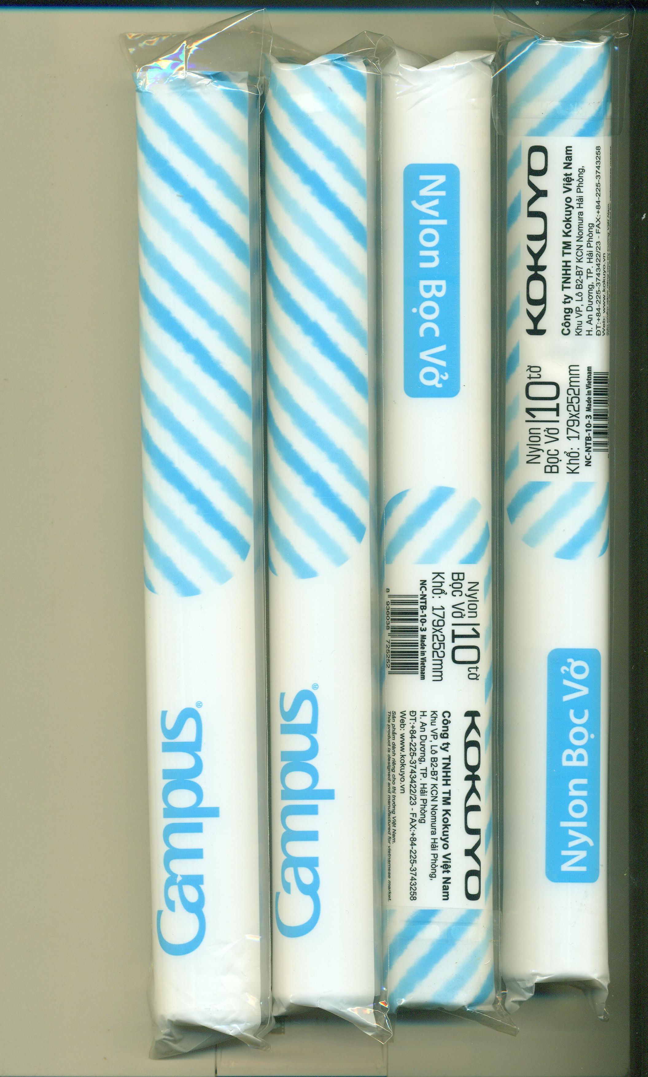 Bọc vở Nylon Campus - túi 10 tờ (khổ 179x252mm)