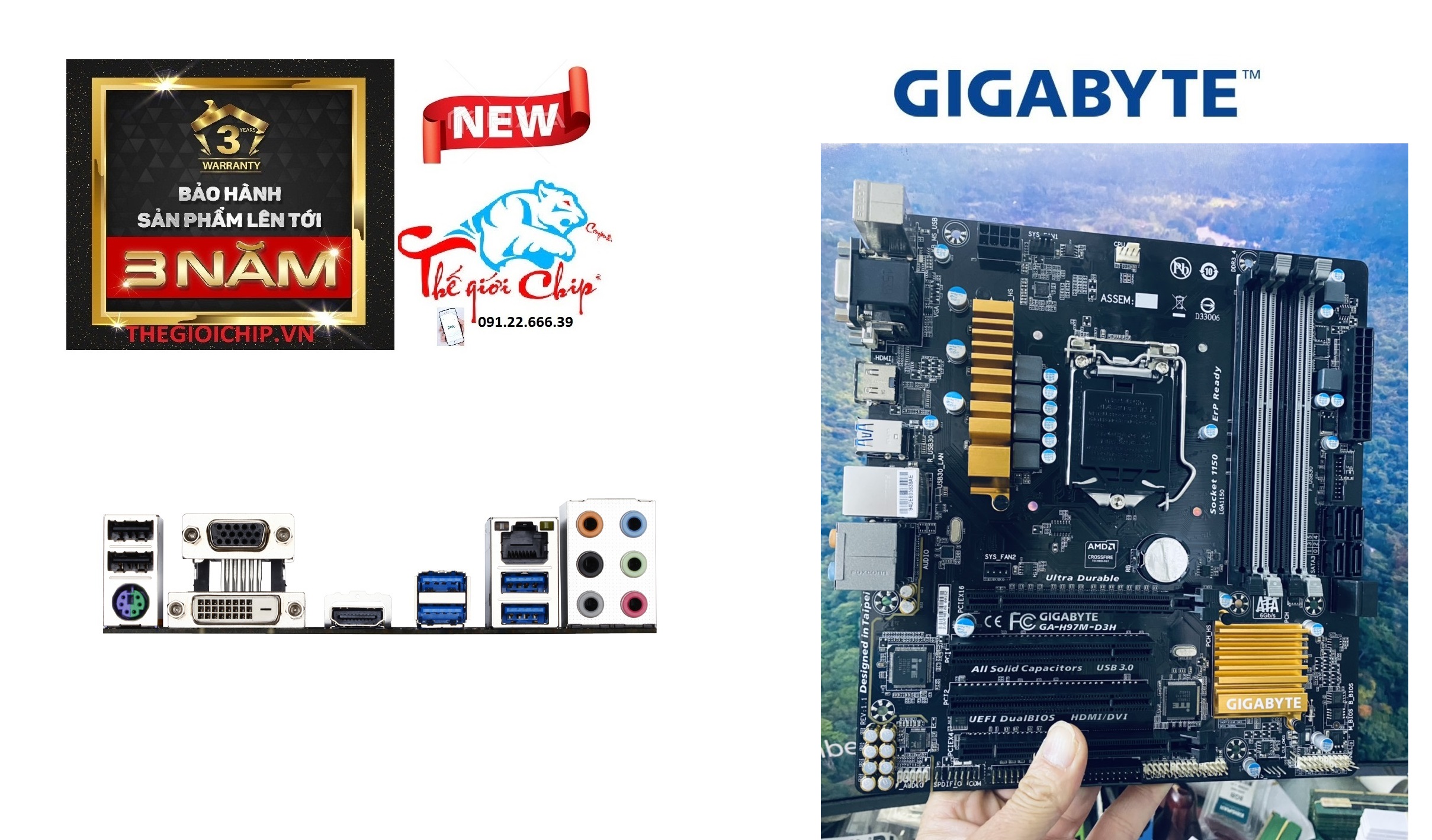[HCM]Bo Mạch Chủ (Mainboard) Gigabyte GA-H97M-D3H (CTY Box-3 Năm)