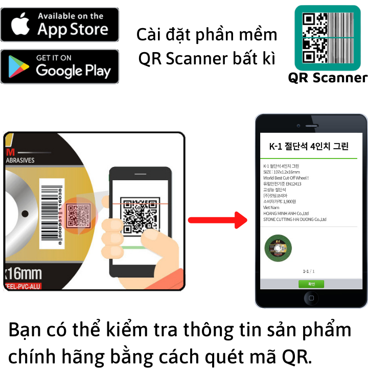 ĐÁ CẮT SẮT 100 | Đá cắt K1 Đen | Đá cắt sắt 1 tấc