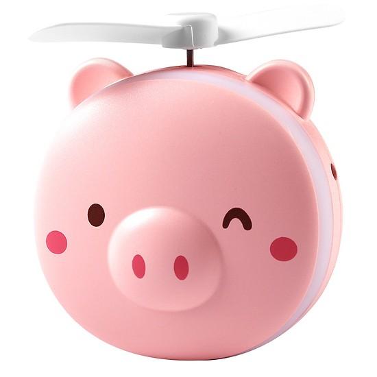 Quạt Mini Kèm Gương Và Đèn Led Hình Dễ Thương ( Giao ngẫu nhiên )